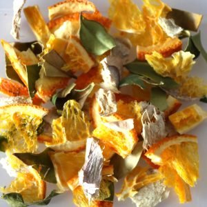 Ramekin of orange and ginger tea with cinnamon myrtle