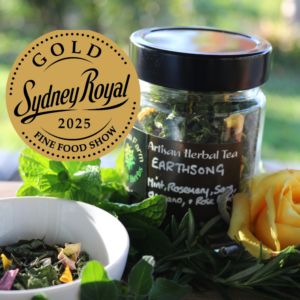 Earthsong jar of tea with Gold Medal